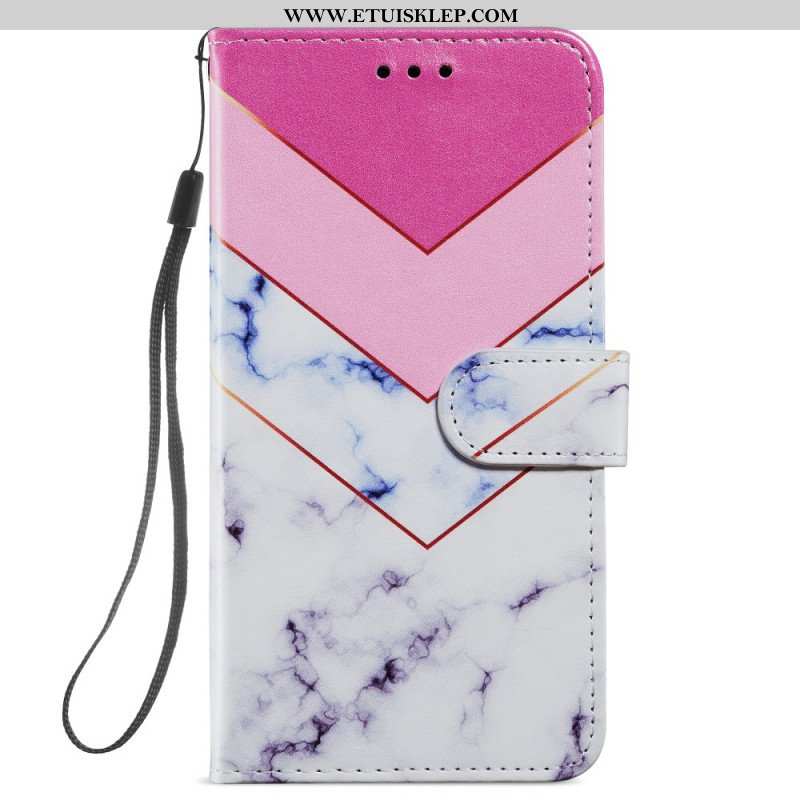 Etui Folio do Samsung Galaxy A54 5G z Łańcuch Marmur W Stylu Strappy